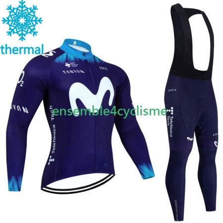 Tenue Maillot M/L + Collant à Bretelles Hiver Thermal Fleece Movistar 2023 Tenue Maillot M/L + Collant à Bretelles Hiver Thermal Fleece Movistar 2023